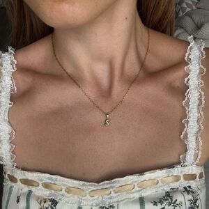 Gold stainless steel initial S necklace dainty letter S